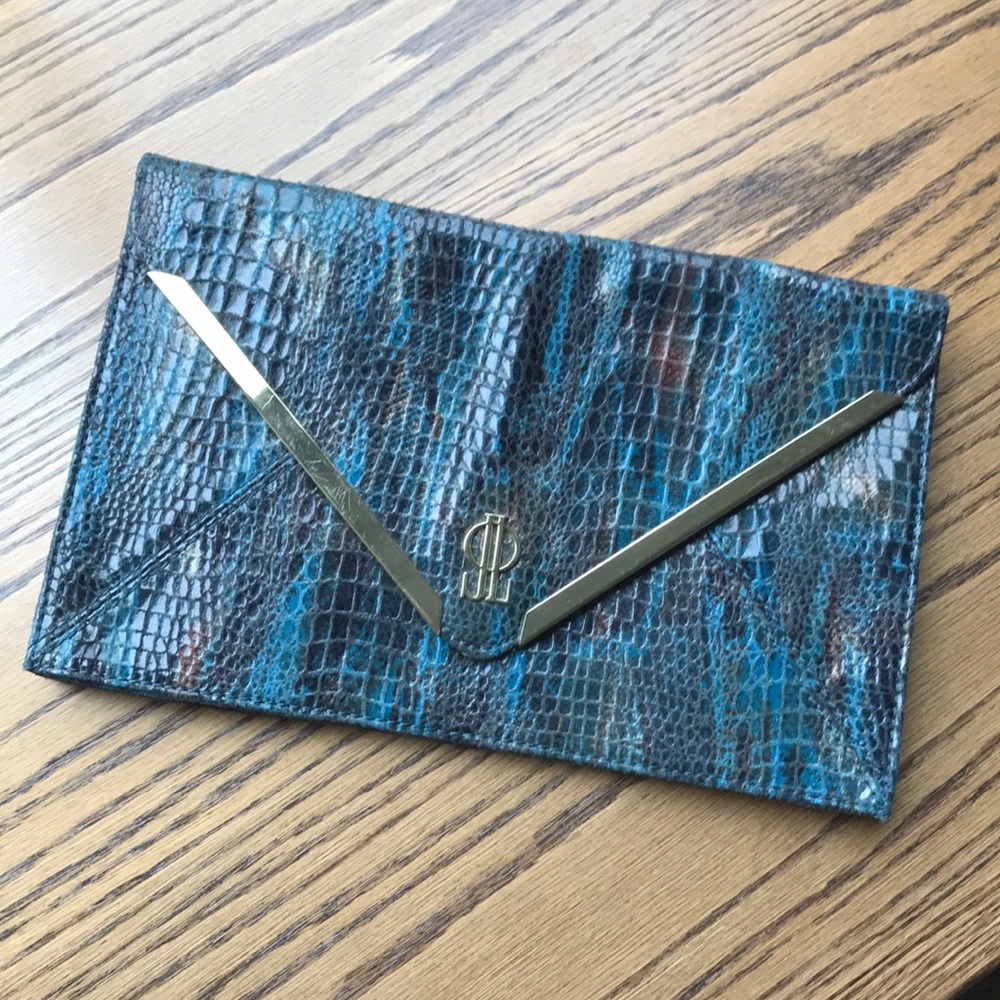 J.Lo Turquoise and Gold Clutch